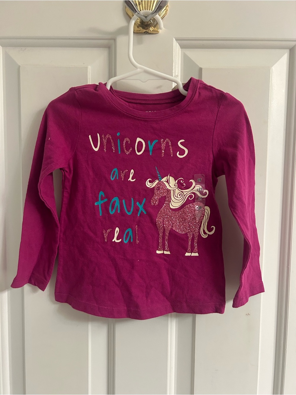 NWT-Arizona Jean Company Girls' Fuchsia Unicorn Long-Sleeve Top